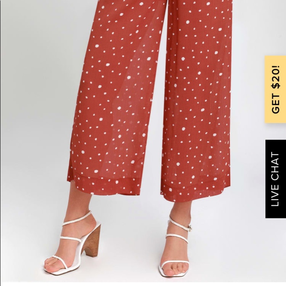 LULUs - BRYNNLEE RUST RED CULOTTE PANTS - Size M - Picture 2 of 4